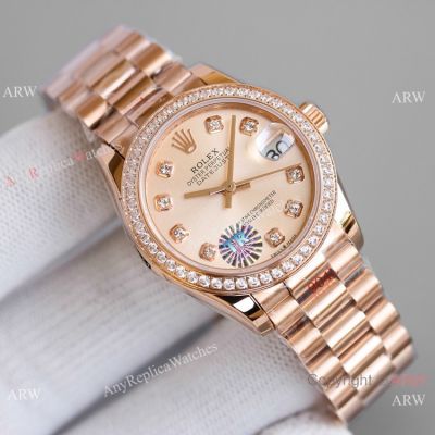 TR Factory 904L Steel Rolex Oyster Perpetual Datejust 31mm Lady Rose Gold Diamonds